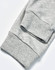 A pair of grey poly/cotton terry sweat pants with ribbed cuffs. The image highlights the fabric texture.