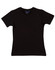 A black ladies' fitted stretch tee with short sleeves and a tag on the inside.