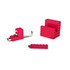 A 3-in-1 mobile set in bright red, featuring a USB flash drive, stylus, and mobile stand, all with a block design.