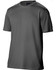 A grey men's short sleeve tee with a logo on the label, made from cooldry material.