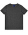 A grey heather short-sleeve T-shirt with a smooth texture and a logo on the neckline.