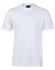 A white men's semi-fitted cotton t-shirt with short sleeves and a logo on the label.