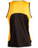 A men's sprint singlet in black and yellow, featuring a mesh design and a logo.