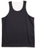 A black kids' basketball singlet featuring a mesh design and a basic sleeveless cut. It has a logo on it.