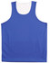A blue kid's basketball singlet featuring a sports jersey design and a logo.