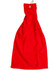 A red golf towel with an eyelet hook, measuring 38 x 65 cm, featuring a plain design and a metal eyelet.