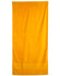 A bright yellow terry velour beach towel, measuring 75x150 cm, featuring a simple design and a logo.