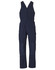 A navy blue men's overall featuring adjustable straps, multiple pockets, and a branded logo.