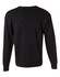 A black V-neck wool and acrylic knit jumper with long sleeves and ribbed hem. Features a logo on the back.