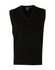 A black V-neck wool and acrylic knit vest with a sleeveless design and a logo label.