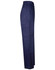 Navy cotton drill cargo pants with pre-shrunk fabric and knee pads, featuring pockets and a side view.