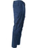 Unisex cotton stretch ripstop work pants in navy blue, featuring multiple pockets and a fitted design.
