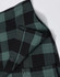 A unisex flannel plaid shirt featuring green and black checks, with buttons and a small pocket detail.