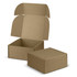A kraft cardboard die cut box with a locking lid, shown open and closed, in a plain design.