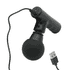 A black mini massage gun with a rounded attachment and a USB cable. It features a sleek, ergonomic design.