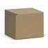 A plain brown cardboard box with a flapped top and a square shape.