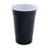 A drink cup featuring a black exterior and white interior, designed with a double wall for insulation.