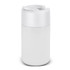 A drink bottle in a sleek, white design with a push lid and curved body, featuring a logo.