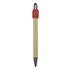 A bamboo pen with a red rubber grip and black tip. The pen features a sleek, natural finish.