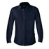 A navy long-sleeve polo shirt with a collar and button-down front, featuring a logo on the neckline.