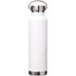 A drink bottle in white and silver, featuring a stainless steel design and a secure lid.
