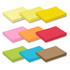 Coloured sticky pads in various shades including yellow, green, pink, orange, red, blue, and brown, stacked in groups.