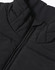 A black insulated puffer vest featuring a 3D cut and a zipper, with a branded logo.