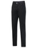 A pair of black ladies' jean style flexi chino pants with a button closure and pockets, featuring a logo.
