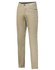 A pair of beige flexi chino pants with a slim fit and a logo on the waistband.