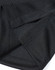 A close-up of a black sustainable jacquard knit polo featuring textured fabric and detailed stitching.