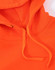 A bright orange water-resistant fleece hoodie featuring a hood and drawstrings, with a logo on the design.