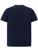 A navy blue men's premium cotton short sleeve tee shirt featuring a plain back design and a logo.