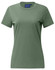 A ladies' premium cotton short sleeve tee shirt in a muted green colour, featuring a logo.