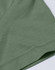 A close-up of a ladies' premium cotton short sleeve tee shirt in a muted green colour, featuring a logo.