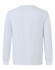 A plain long-sleeve tee shirt in light grey, featuring a crew neckline and a logo.