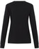 A black long-sleeve tee shirt for ladies, featuring a simple design and a rear view with long sleeves.