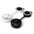 A black and white magnetic rechargeable fan with a Type C charging port and a logo on both pieces.