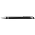 A black ballpoint pen with silver accents and a clip, featuring a sleek, modern design.