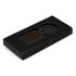 A black Astina key ring displayed in a black gift box with a soft interior.