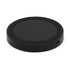 A wireless charger in a sleek black circular design, featuring a textured surface and a USB-C port for connectivity.