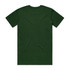 A green T-shirt with a simple design and a visible logo on the back.