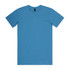 A light blue T-shirt with short sleeves and a round neckline, featuring a label inside.