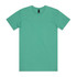 A plain mint green t-shirt featuring a tag and no visible graphics or designs.