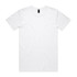 A white T-shirt featuring a simple design and a brand logo at the neckline.