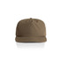 A brown cap featuring a logo on the front, designed for headwear use.