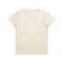 A cream-coloured youth t-shirt with a round neckline and short sleeves, featuring a logo.
