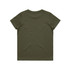 A youth t-shirt in olive green with a simple design and no visible branding on the back.
