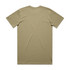 A plain olive green T-shirt with a crew neck and short sleeves, featuring a logo on the back.