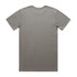 A plain grey t-shirt with a crew neck and short sleeves, featuring a logo on the back.