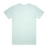 A light mint green t-shirt featuring short sleeves and a plain back. The shirt has a simple logo.